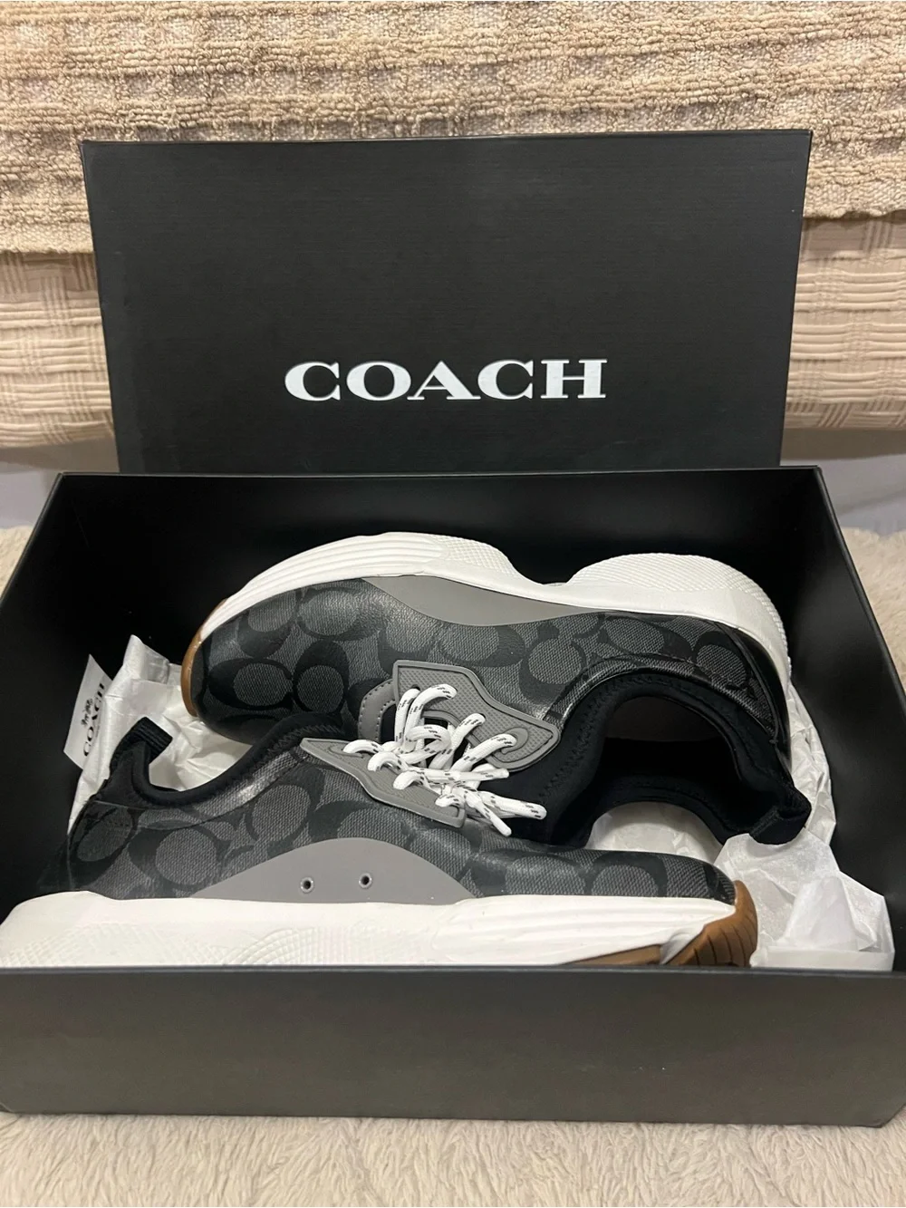 Coach Black & Gray Signature Low-Top Sneakers